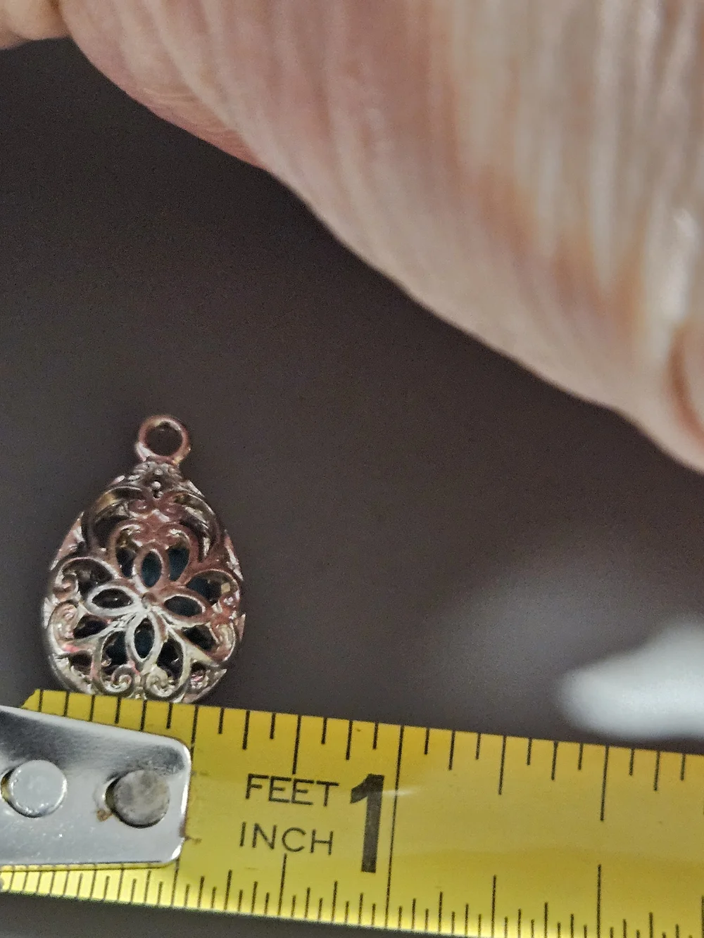 Silver Filigree Teardrop Pendant with Turquoise Stone  Accent